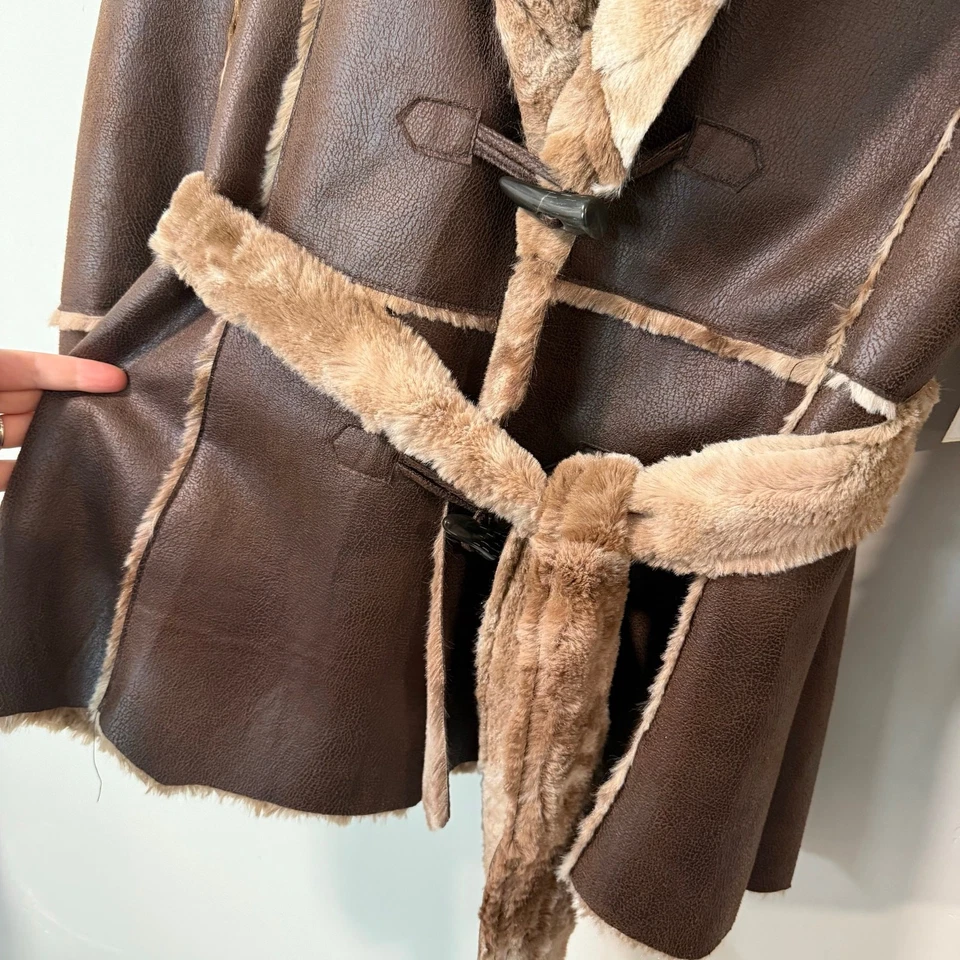 Cripple Creek Women's Faux Leather Jacket Faux Fur Lining Brown NEW Large - Image 4 of 4