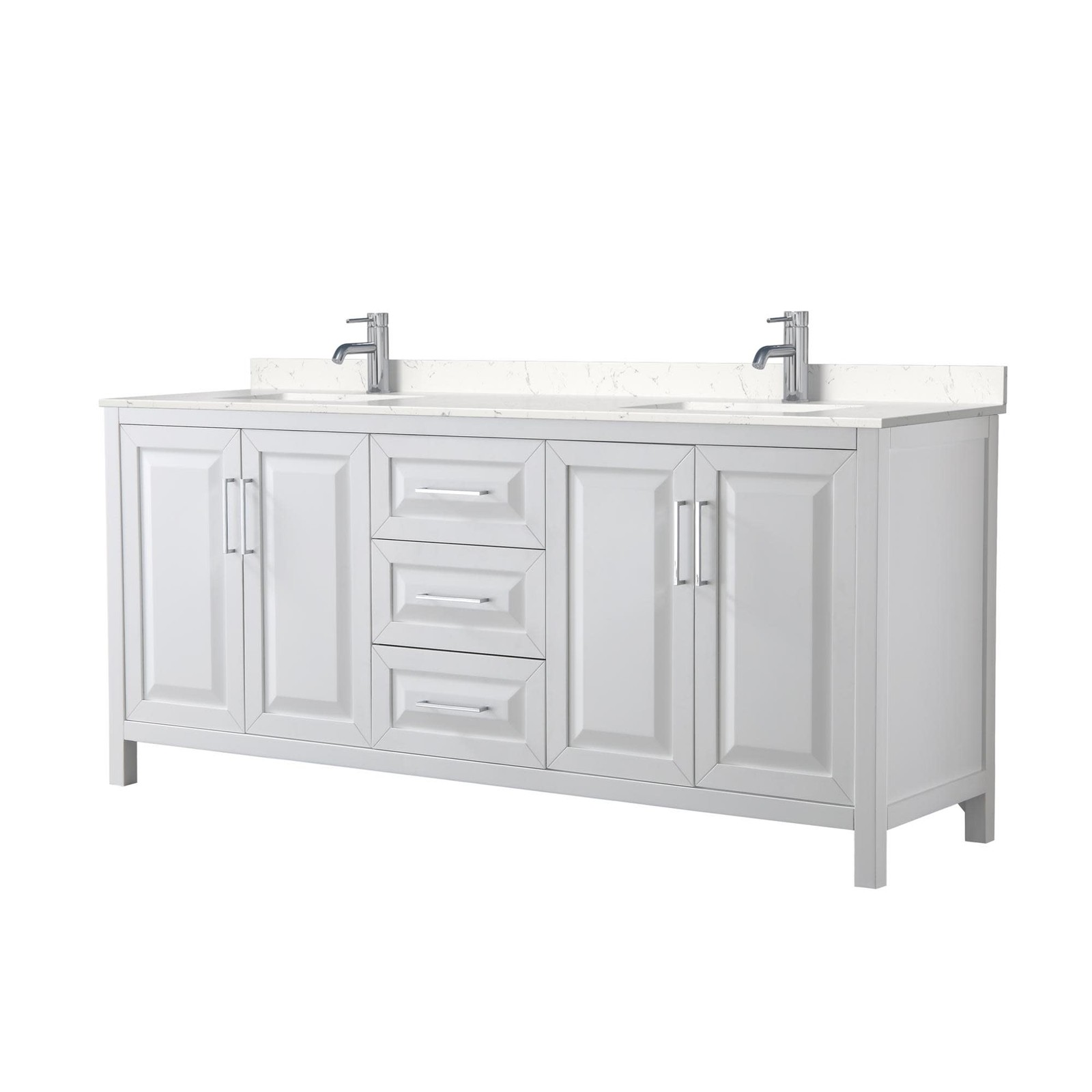 Wyndham Collection 80-Inch Daria Vanity in White Carrara Marble Finish