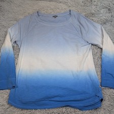 Talbots Sweatshirt Womens L Blue Ombre Soft Comfort Casual Athletic