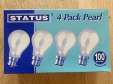 Status 100 Watt Bayonet Light bulbs - Box of 4 (B22/BC 240Volt) NEW/ UNUSED 