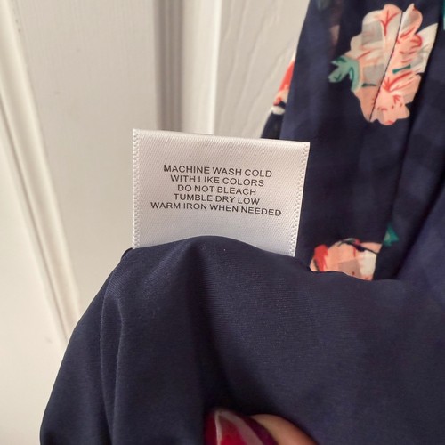 NWT ModCloth XXS Navy Floral Gingham Print Tie Strap Sleeveless Dress Midi - Picture 8 of 8