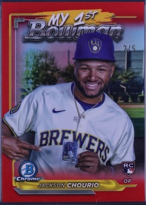 2024 JACKSON CHOURIO Bowman Chrome My 1st Bowman Red Ref /5 SSP RC   Brewers
