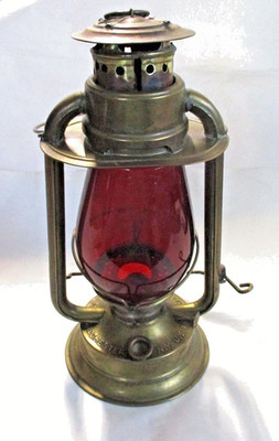 VINTAGE HAM'S GEM. COLD BLAST LANTERN W/ DIETZ JUNIOR RED GLOBE