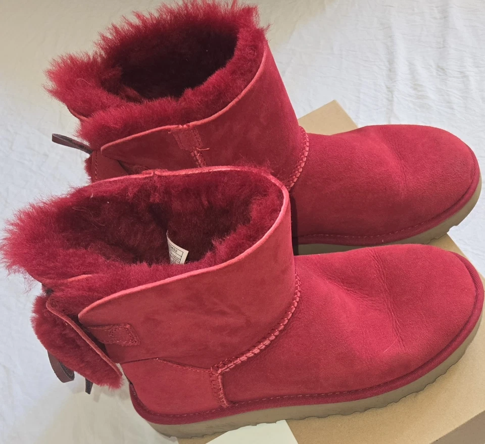 UGG Women Classic Double Bow Mini Boots ● KSS Red ● Women's US Size 6 Shoes - Image 2 of 4