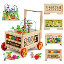 Wooden Activity Cube 7-in-1 Montessori Toy Multipurpose Educational Learning Toy