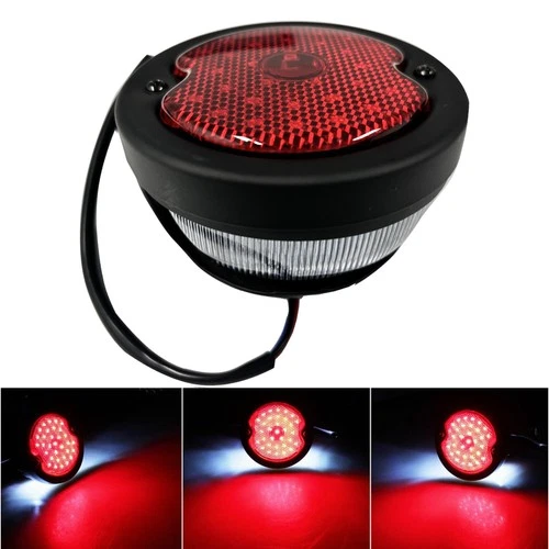 Retro Round Motorcycle 12V LED Brake Tail Light Black Epoxy Housing