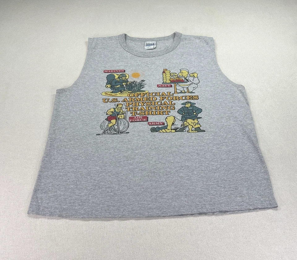 Camisa De Colección Años 90 Fuerzas Armadas de los Estados Unidos Para Hombres L Sin Mangas Equipo Sin Mangas para Deportes Hecha en EE. UU. Foto 2 de 4