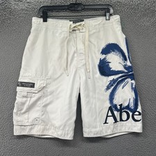 Abercrombie  Fitch Shorts Mens Medium White Floral Swim Trunks BoardShorts