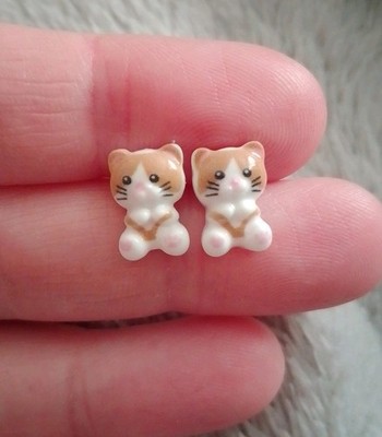 Handgefertigte braune Katze Kätzchen Ohrstecker süß Geschenk Haustier Tierliebhaber Zuhause Liebe