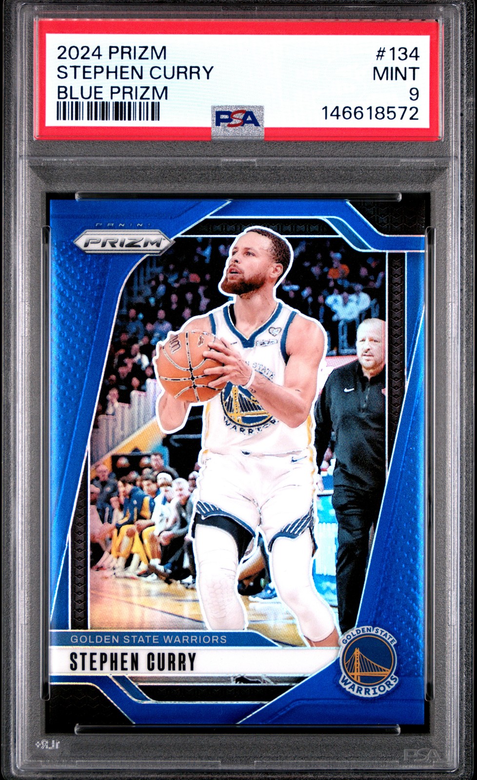 2024 PANINI PRIZM BLUE PRIZM #134 STEPHEN CURRY 174/199 PSA 9