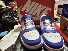 Nike Court Borough Low FL PS Blue White Floral Low Top 1Y Hook Loop