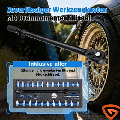 29x DREHMOMENTSCHLÜSSEL-SATZ 1/2'' 50-350 Nm DREHMOMENT SCHLÜSSEL BIT NUSS satz