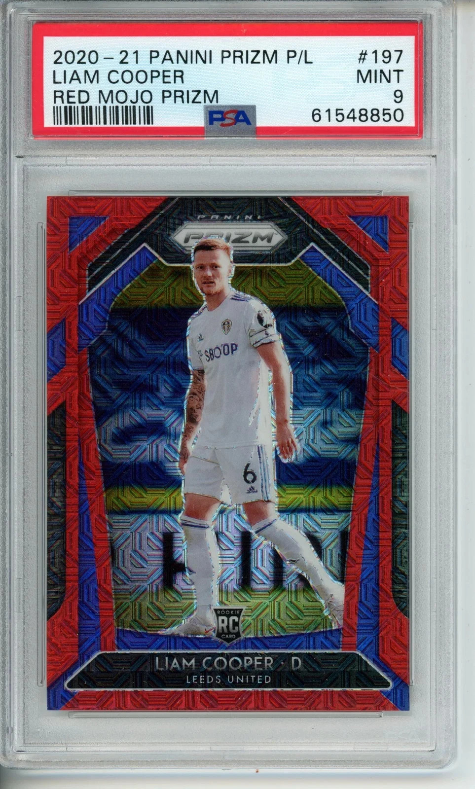 2020-21 Panini Prizm Premier League Liam Cooper Red Mojo Rookie RC /135 PSA 9