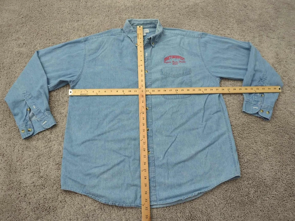 Vintage Biketoberfest 2001 Button Down Shirt Men's Extra Large Augusta Patriotic - Image 4 of 4