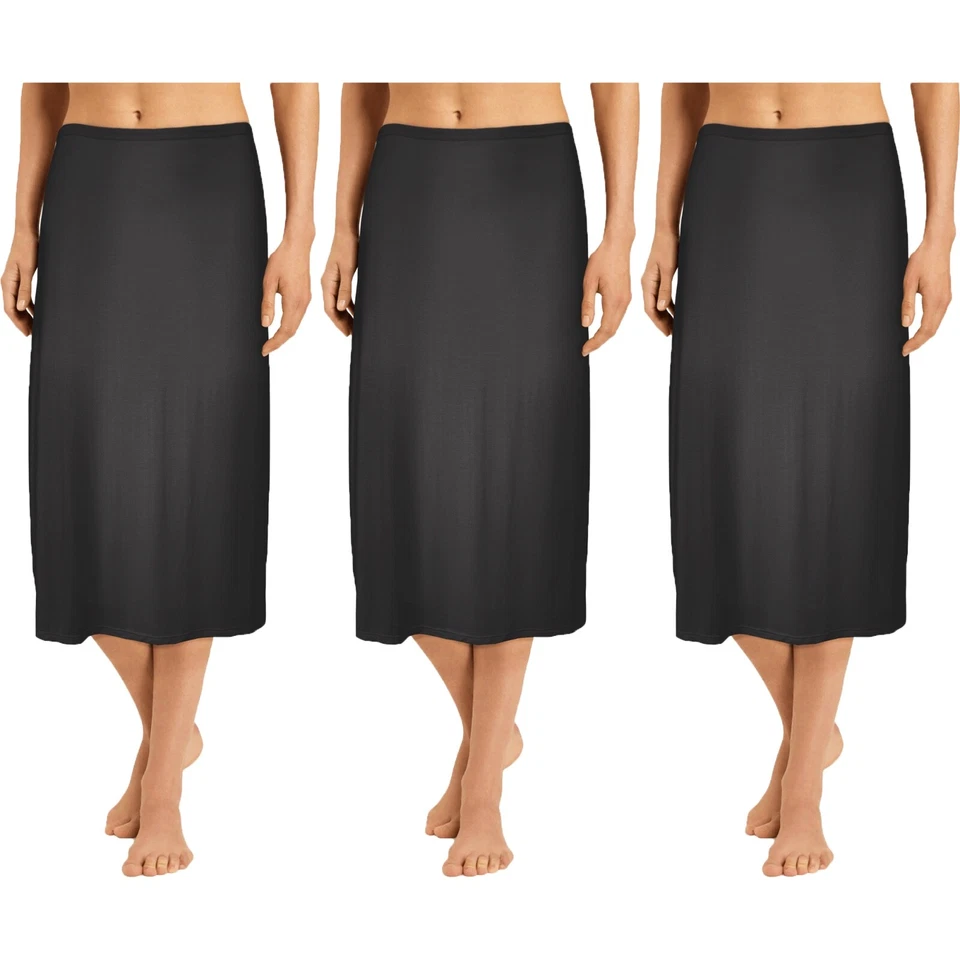 Damen Unterrock Unterkleid Lang Rock Halbrock Knielang Underskirt Skirt 3er Pack - Bild 3 von 4