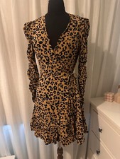 Topshop Leopard Wrap Dress Sz10