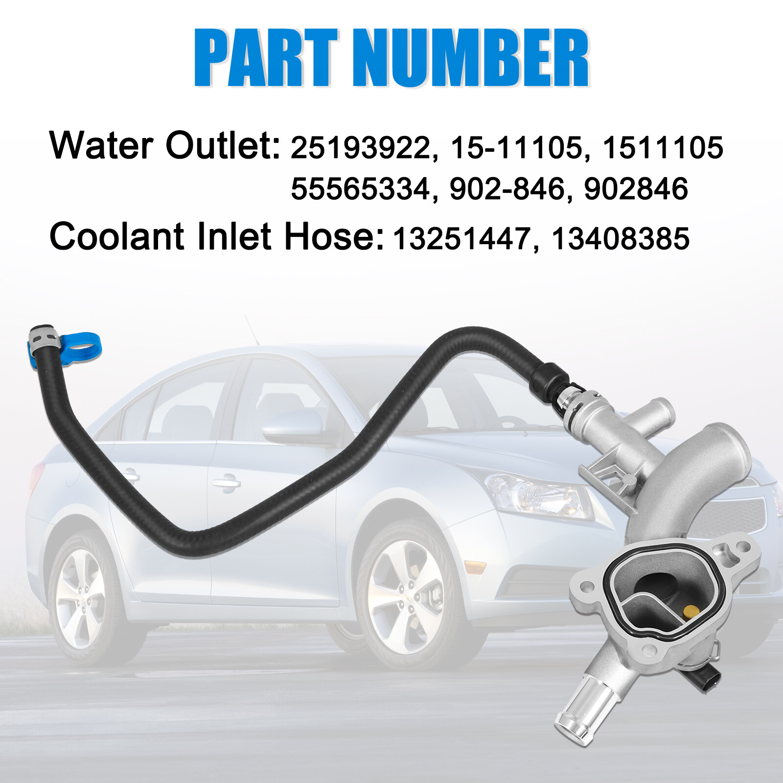 Engine Coolant Water Outlet W/ hose for Chevy Cruze Sonic Trax