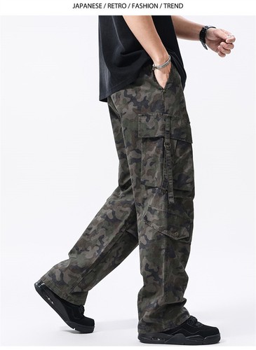 Retro Baumwolle Camouflage Workwear Hose Herren mehrere Taschen Sommer Freizeithose - Bild 16 von 22