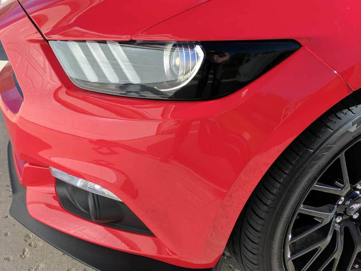 Film De Protection Pour Phares Mustang 2015-2017 - Vinyle TPU Teinté Noir Fumé Transparent - Anti-rayures, Anti-jaunissement