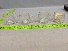 Set Of 4 Nestle World Map Globe Etched Glass Mug Coffee Cup 1970 Vintage