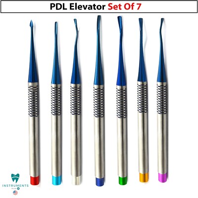 Dental PDL Luxating Root Elevators Set of 7 Precise Periotomes Tips Titanium Lab