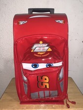 DISNEY CARS LIGHTNING MCQUEEN KIDS ROLLING SUITCASE WHEELS NO SOUND 