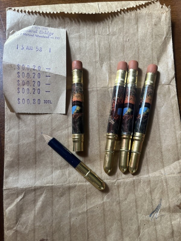 4x Vtg 1950s Natural Bridge Virginia Souvenir Bullet Pocket Purse Memo Pencils