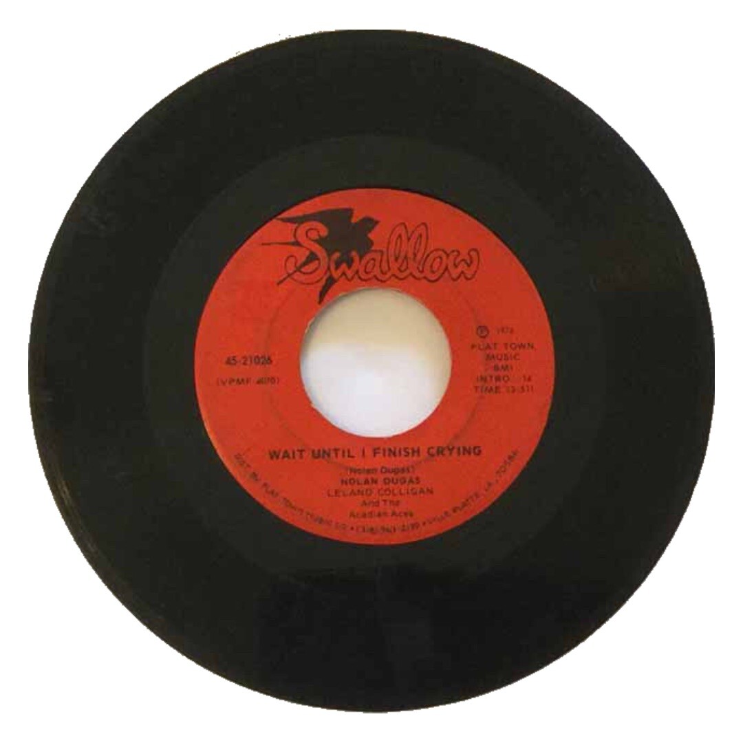 Vintage 45 rpm Nolan Dugas - Cajun Swamp Pop - Wait Until I Finish Crying