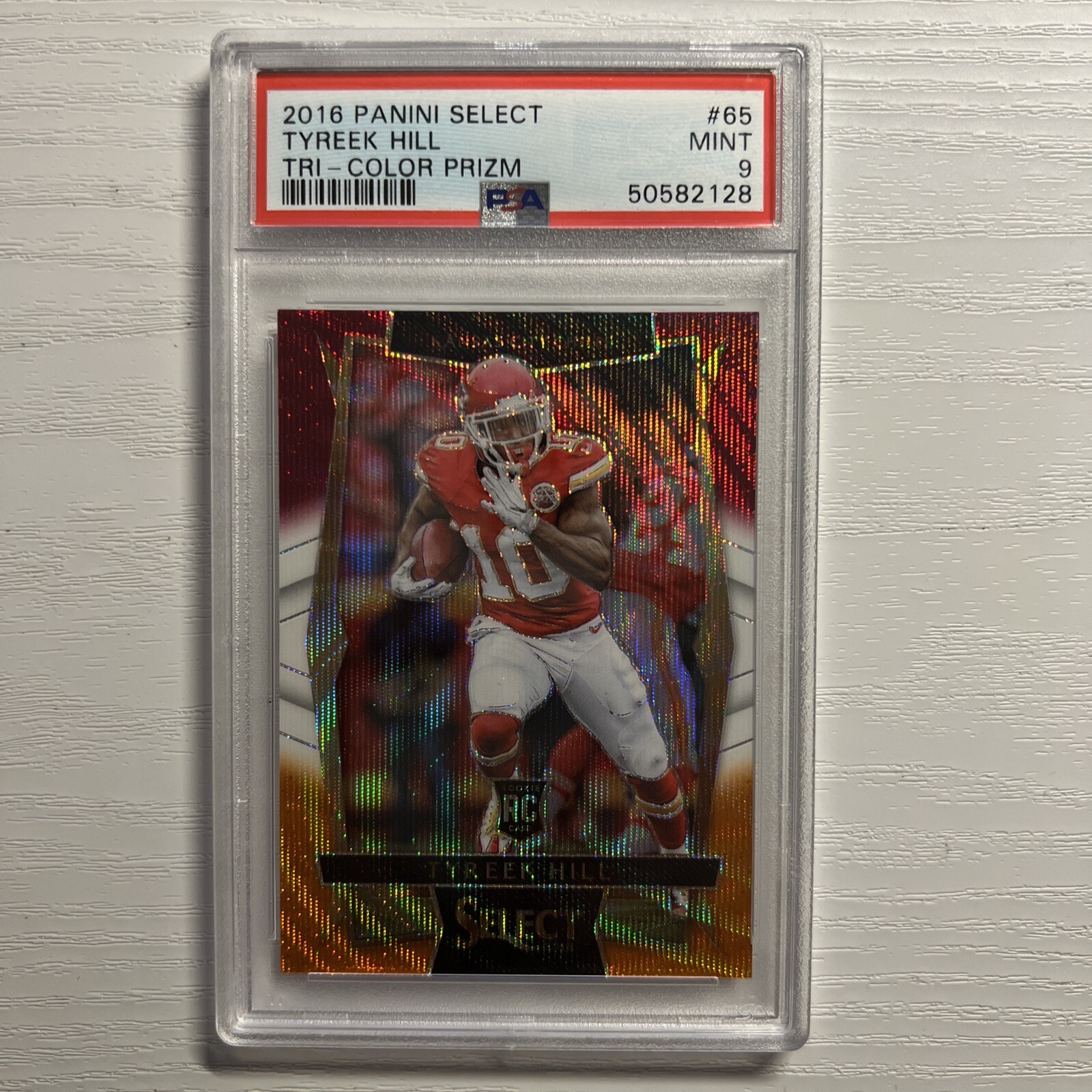 2016 panini select Tyreek Hill RC #65 Tri Color Prizm Psa 9