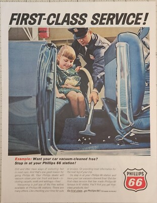 1965 Phillips 66 Vintage Ad 14 x 10 first class service