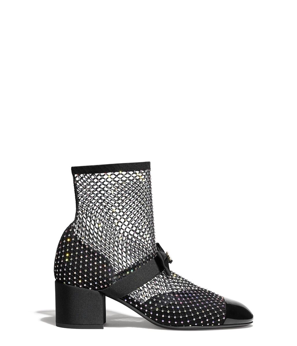 CHANEL 23S NEW TAGS GORGEOUS BLACK CRYSTAL BOOTS SHOES BOW CHANEL 23S NEW TAGS GORGEOUS BLACK CRYSTAL BOOTS SHOES BOW