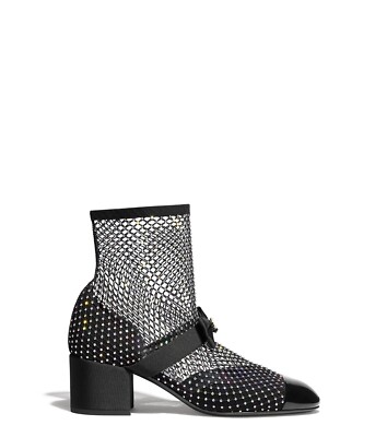 [CHANEL]★Mary Jane Short Boots メッシュ クリスタル★36.5 CHANEL]☆Mary Jane Short Boots メッシュ クリスタル☆36.5