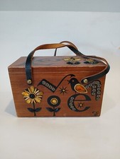 Vintage ENID COLLINS Mid Century Mod 60s Wood Box Bag LOVE PURSE