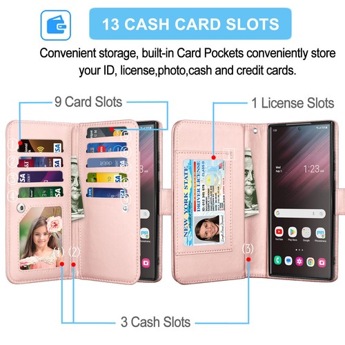 For Samsung Galaxy S22 S23 Plus Ultra Wallet Case Leather Card Holder Cover - Picture 12 of 26