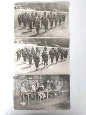 Vintage Photo WW2 Soldiers with & without Gas Masks at Ease Set of 3 VTG