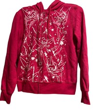 Disney Hoodie Featuring Tinker Bell Full Zip Long Sleeve Pink Size L Youth