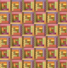 Feline Drive Fabric CATS 'N QUILTS Log Cabin Blocks Benartex - Sold by the Yard