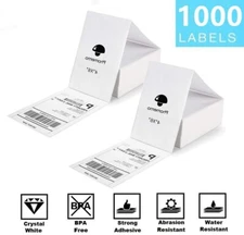Phomemo 4 x 6 Fan-fold 1000pcs Direct Thermal Shipping Label Adhesive Paper