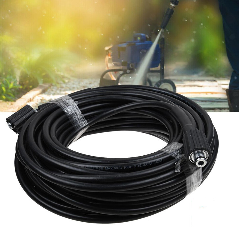 Pressure Washer Hose M22 14MM x 25ft 3000psi Black With Quick Connect