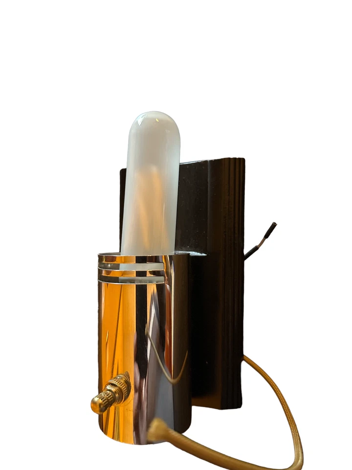 Aplique de pared de baño antiguo Art Deco cromado y hierro fundido Foto 2 de 3