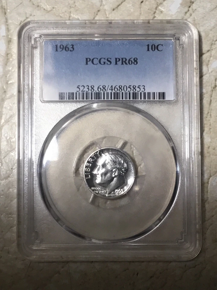 PCGS PR68 FDR 1963 10 CENT  *2 SILVER COIN 1971  10C PCGS MS64  & 1/4 Pound  Lot - Image 3 of 4