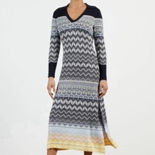 Ted Baker Women’s Hollis Easy Fit Jacquard Striped Knit Dress Blue Yellow Size 4