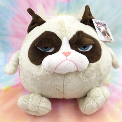 Ganz 10'' Grumpy Cat Plush Ball Siamese Stuffed Animal Blue Plastic Eyes Tag