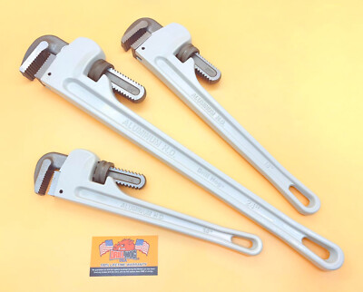 Drill Hog  3 Pc Aluminum Pipe Wrench Set 14 18 24 Super Strong Lifetime Warranty