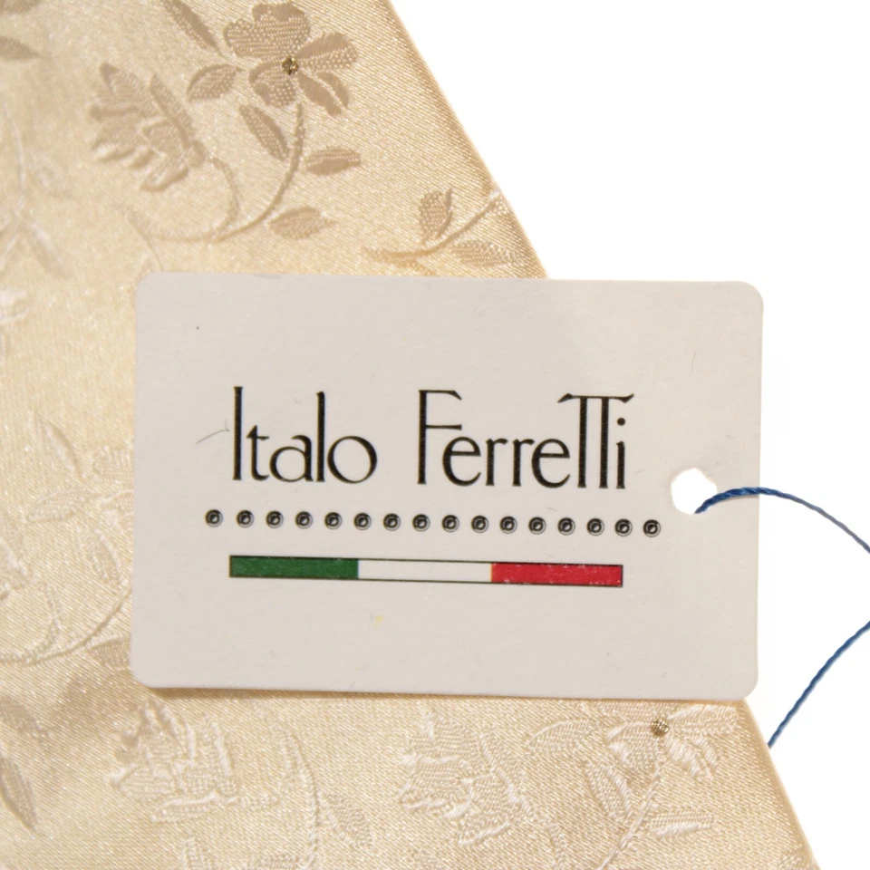 Italo Ferretti новый с Ярлыками шеи галстук в бежевый цветочный узор шелк с 24 KT золото - Изображение 3 из 4