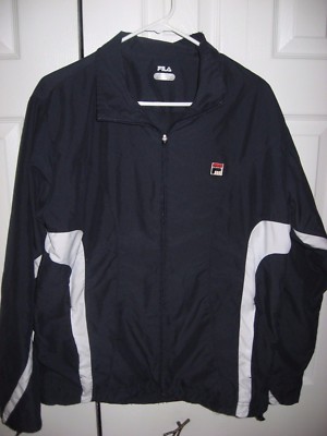 Mens Navy wWhite FILA Lined Zipperfront Windbreaker Jacket Large  display picture 1
