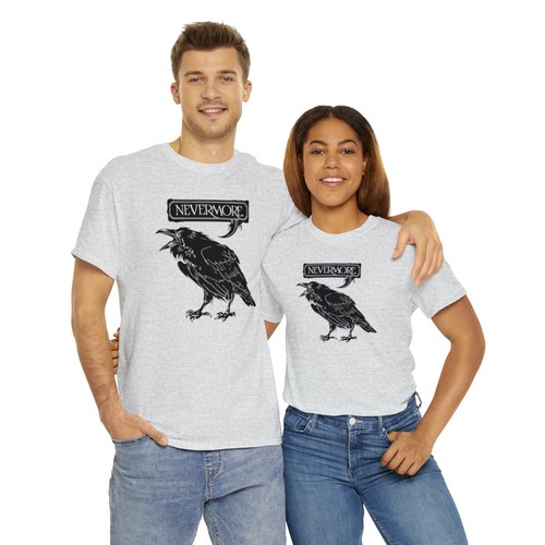 Nevermore The Raven | Unisex | Heavy Cotton | T-Shirt | Poe | Poetry | Gothic - Picture 36 of 86