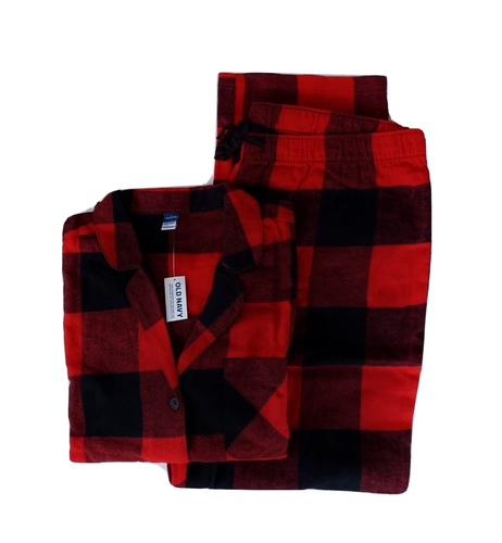 Womens Old Navy SOFT 100% COTTON-FLANNEL PAJAMA SET Red Buffalo Plaid 2X NWT