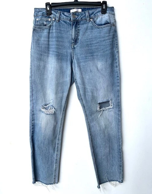 LC Lauren Conrad Mid Rise Distressed Skinny Ankle Jeans Women s Size 10 Raw Hem