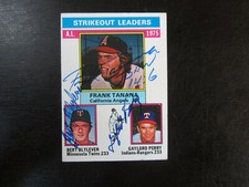 1976 Topps # 204 Frank Tanana Bert Blyleven Gaylord Perry Autograph Signed Card